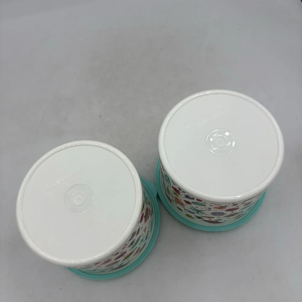 Tupperware Food Storage Utopic Shore Mini 2 Cups Shell Sea Ocean White Set of 2